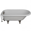 Barclay TKATR67-WBN3 Atlin 67″ Acrylic Roll Top Tub Kit in White – Brushed Nickel Accessories in White Background