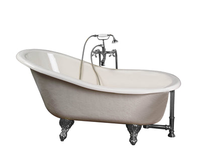 Barclay Products Estelle 60″ Acrylic Slipper Tub Kit in Bisque – Polished Chrome Accessories - Affordable Cheap Freestanding Clawfoot Bathtubs Tub