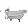 Barclay TKATS60-WCP1 Estelle 60″ Acrylic Slipper Tub Kit in White – Polished Chrome Accessories in White Background