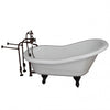 Barclay TKATS60-WORB1 Estelle 60″ Acrylic Slipper Tub Kit in White – Oil Rubbed Bronze Accessories in White Background