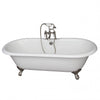Barclay Duet 67″ Cast Iron Double Roll Top Clawfoot Tub Kit Polished Chrome in White Background