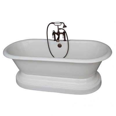 Barclay Columbus 61″ Cast Iron Double Roll Top Tub Kit Oil Rubbed Bronze in White Background