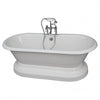 Barclay Duet 67″ Cast Iron Double Roll Top Tub Kit Brushed Nickel in White Background