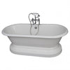 Barclay Duet 67″ Cast Iron Double Roll Top Tub Kit Brushed Nickel in White Background