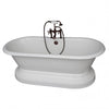 Barclay Duet 67″ Cast Iron Double Roll Top Tub Kit Oil Rubbed Bronze in White Background