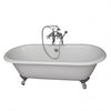 Barclay Duet 67″ Cast Iron Double Roll Top Clawfoot Tub Kit Polished Chrome in White Background