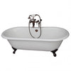 Barclay Duet 67″ Cast Iron Double Roll Clawfoot Tub Top Kit Oil Rubbed Bronze in White Background