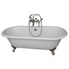 Barclay Duet 67″ Cast Iron Double Roll Clawfoot Tub Top Kit Polished Chrome in White Background