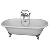 Barclay Duet 67″ Cast Iron Double Roll Top Clawfoot Tub Kit Brushed Nickel in White Background