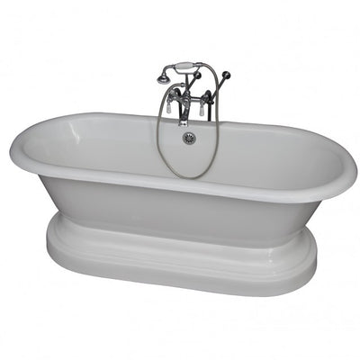 Barclay Columbus 61″ Cast Iron Double Roll Top Tub Kit Polished Chrome in White Background