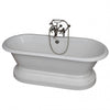 Barclay Columbus 61″ Cast Iron Double Roll Top Tub Kit Brushed Nickel in White Background