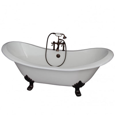 Barclay Marshall 71″ Cast Iron Double Slipper Clawfoot Tub Kit Oil Rubbed Bronze in White Background