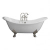 Barclay Marshall 71″ Cast Iron Double Slipper Clawfoot Tub Kit Polished Chrome in White Background