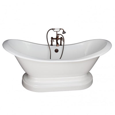 Barclay Marshall 71″ Cast Iron Double Slipper Tub Kit Oil Rubbed Oil in White Background