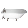 Barclay TKCTR60-SN3 Bartlett 60″ Cast Iron Roll Top Tub Kit – Brushed Nickel Accessories in White Background