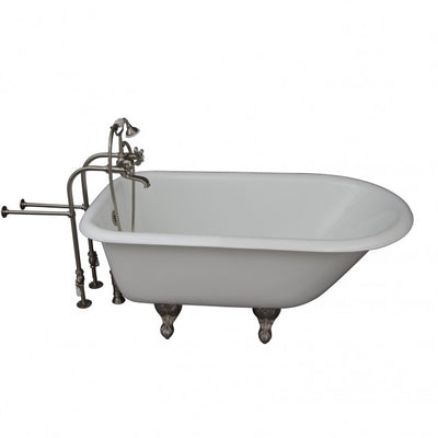 Barclay Antonio 55″ Cast Iron Roll Top Tub Kit rushed Nickel in White Background