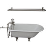 Barclay Bartlett 60″ Cast Iron Roll Top Tub Kit Brushed Nickel in White Background