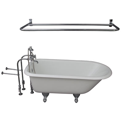 Barclay Brocton 68″ Cast Iron Roll Top Tub Kit Polished Chrome In White Background