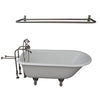 Barclay Brocton 68″ Cast Iron Roll Top Tub Kit Brushed Nickel In White Background