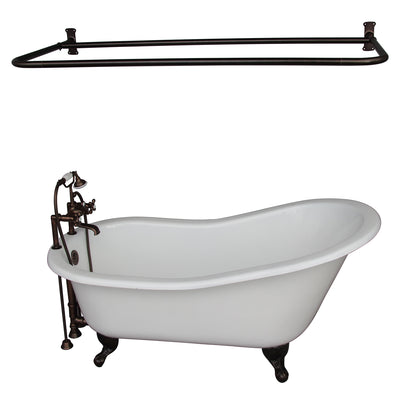 Barclay Icarus 67″ Cast Iron Slipper Tub Kit Oil Rubbed Bronze in White Background