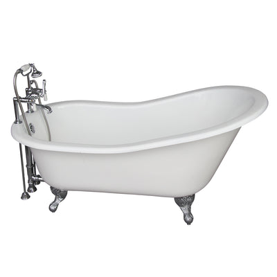 Barclay Griffin 61″ Cast Iron Slipper Tub Kit Polished Chrome in White Background