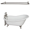 Barclay Griffin 61″ Cast Iron Slipper Tub Kit Brushed Nickel in White Background