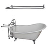 Barclay Griffin 61″ Cast Iron Slipper Tub Kit - No Holes Polished Chrome in White Background