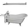 Barclay Griffin 61″ Cast Iron Slipper Tub Kit - No Holes Polished Chrome in White Background