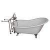 Barclay Icarus 67″ Cast Iron Slipper Tub Kit - No Holes Brushed Nickel in White Background