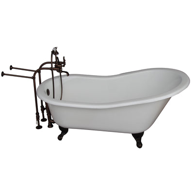 Barclay Icarus 67″ Cast Iron Slipper Tub Kit - No Holes Oil Rubbed Bronze in White Background