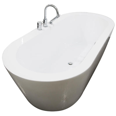 A & E Bath and Shower Una Acrylic 71" All-in-One Oval Freestanding Tub Kit Freestanding Clawfoot Bathtubs Left Side View White Background