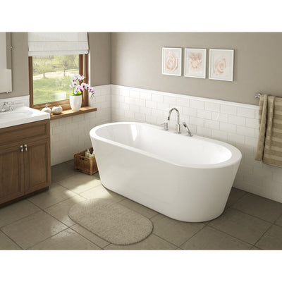 A & E Bath and Shower Una Acrylic 71" All-in-One Oval Freestanding Tub Kit Freestanding Clawfoot Bathtubs Front View in Bathroom