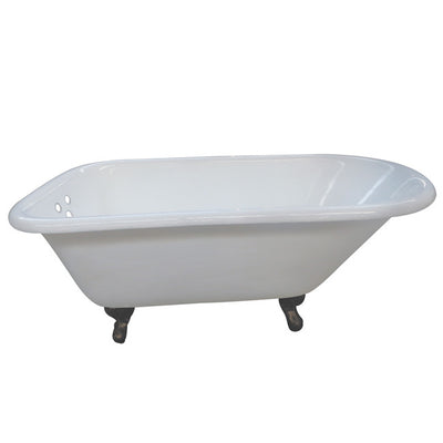 Kingston Brass Aqua Eden 54" Cast Iron Roll Top Clawfoot Tub with 3-3/8" Tub Wall Drillings Oil Rubbed Bronze Feet Front View White Background