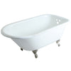 Kingston Brass Aqua Eden 60" Cast Iron Roll Top Clawfoot Freestanding Tub with 3-3/8" Wall Drills Satin Nickel Front View White Background