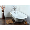 Kingston Brass Aqua Eden 66" Cast Iron Roll Top Bathtub Freestanding Clawfoot Bathtubs White Side View in Bathroom