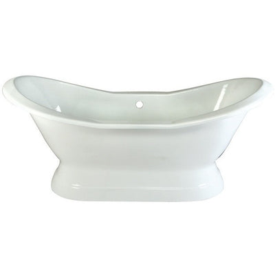 Kingston Brass Aqua Eden 72" Cast Iron Double Slipper Pedestal Bathtub Freestanding Clawfoot Bathtubs Front View White Background