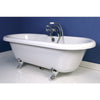 Kingston Brass Aqua Eden 67" Double Ended Acrylic Tub Freestanding Clawfoot Bathtubs Faucet Chrome Side View in Bathroom