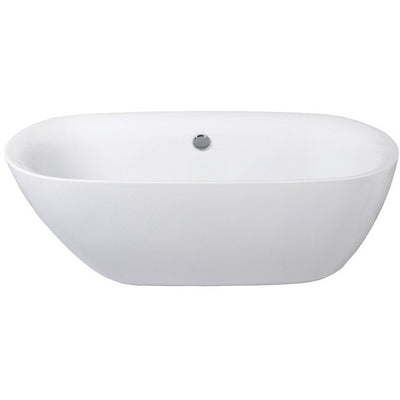 Kingston Brass Aqua Eden 67" Contemporary Freestanding Acrylic Bathtub Freestanding Clawfoot Bathtubs Front View White Background