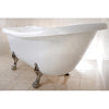 Kingston Brass Aqua Eden 67" Slipper Acrylic Tub with 7" Deck Drillings Freestanding Clawfoot Bathtubs Satin Nickel Side View White Background