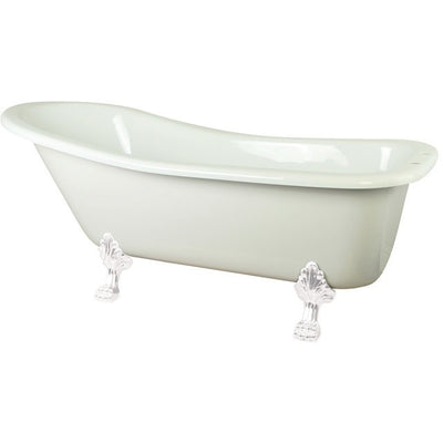 Kingston Brass Aqua Eden 67" Slipper Acrylic Tub with 7" Deck Drillings Freestanding Clawfoot Bathtubs White Side View White Background