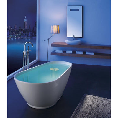 Kingston Brass Aqua Eden 69" Contemporary Freestanding Acrylic Bathtub Freestanding Clawfoot Bathtubs Side View in Bathroom