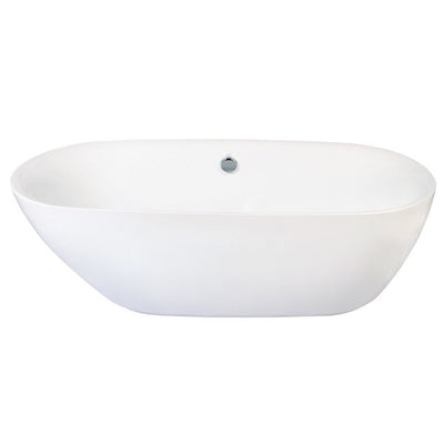 Kingston Brass Aqua Eden 71" Contemporary Freestanding Acrylic Bathtub Freestanding Clawfoot Bathtubs Front View White Background