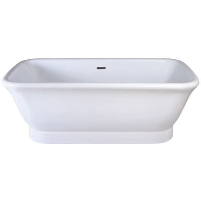 Kingston Brass Aqua Eden 71" Contemporary Pedestal Double Ended Acrylic Bath Tub with Drain Freestanding Clawfoot Bathtubs Front View White Background