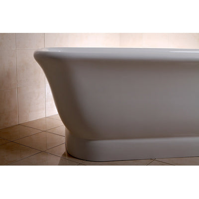 Kingston Brass Aqua Eden 71" Contemporary Pedestal Double Ended Acrylic Bath Tub with Drain Freestanding Clawfoot Bathtubs Left Corner Side View in Bathroom