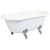 Kingston Brass Aqua Eden Dynasty 67" Acrylic Clawfoot Double Ended Tub without Drillings Freestanding Clawfoot Bathtubs Chrome Side View White Background