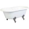 Kingston Brass Aqua Eden Dynasty 67" Acrylic Clawfoot Double Ended Tub without Drillings Freestanding Clawfoot Bathtubs Satin Nickel Side View White Background