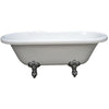 Kingston Brass Aqua Eden 67" Double Ended Acrylic Tub Chrome Freestanding Clawfoot Bathtubs Front View White Background