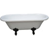 Kingston Brass Aqua Eden 67" Double Ended Acrylic Tub Freestanding Clawfoot Bathtubs Oil Rubbed Bronze Front View White Background
