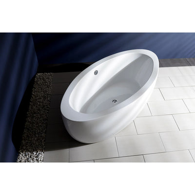 Kingston Brass Aqua Eden VTOV733623 73-Inch Acrylic Double Ended Freestanding Tub with Drain, White