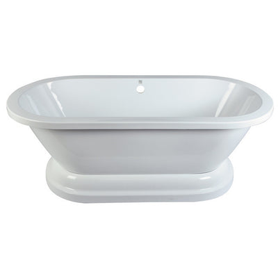Kingston Brass Aqua Eden 67" Contemporary Pedestal Double Ended Acrylic Bath Tub Freestanding Clawfoot Bathtubs Front View White Background